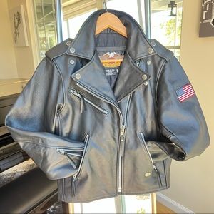 Sold! Sold ! Vintage Harley-Davidson Womens Leather Jacket W/USA Flag In Small